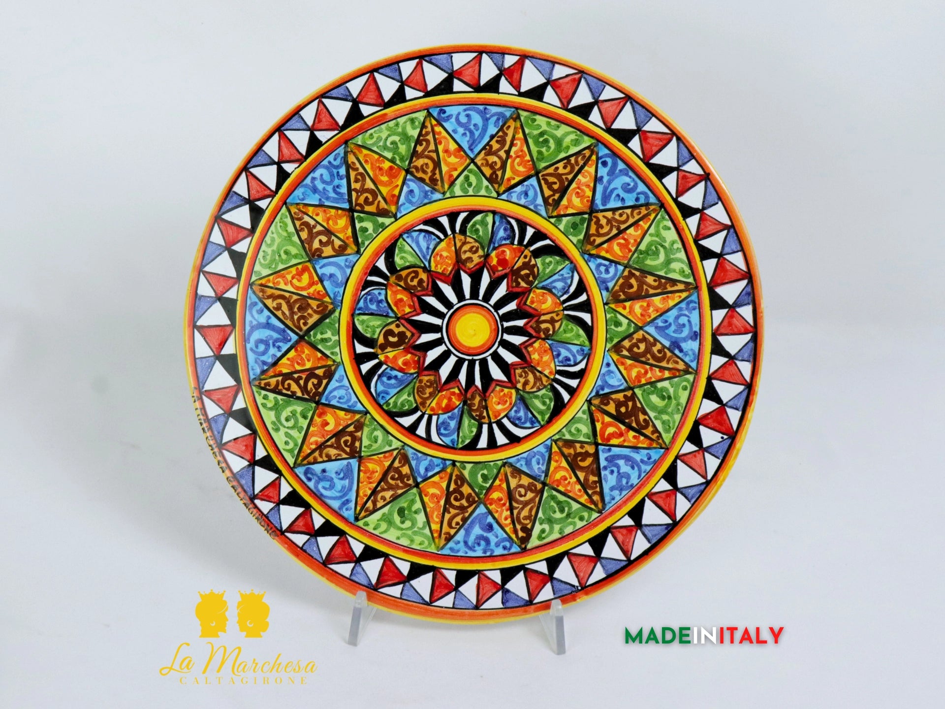 Tagliere in ceramica decorato a mano decoro carretto

