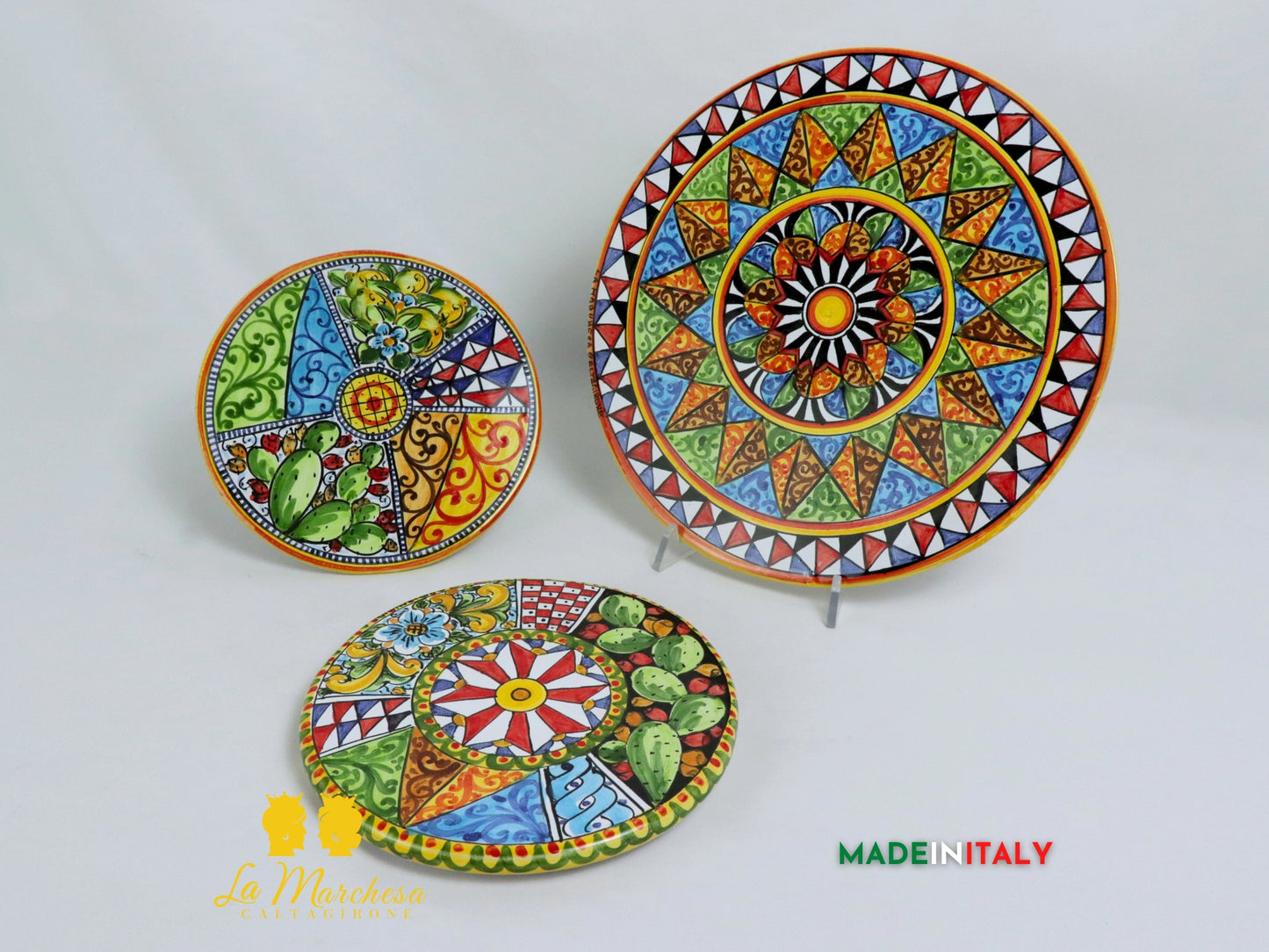 Tagliere rotondo decorato in Ceramica di Caltagirone - Varie Misure