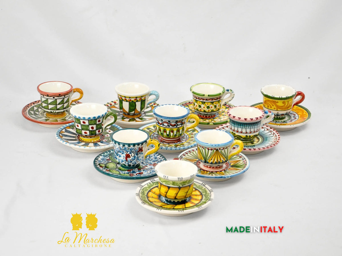 Tazzina Caffè in Ceramica di Caltagirone Carretto Siciliano