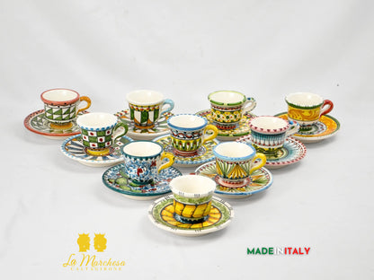 Tazzina Caffè in Ceramica di Caltagirone Carretto Siciliano