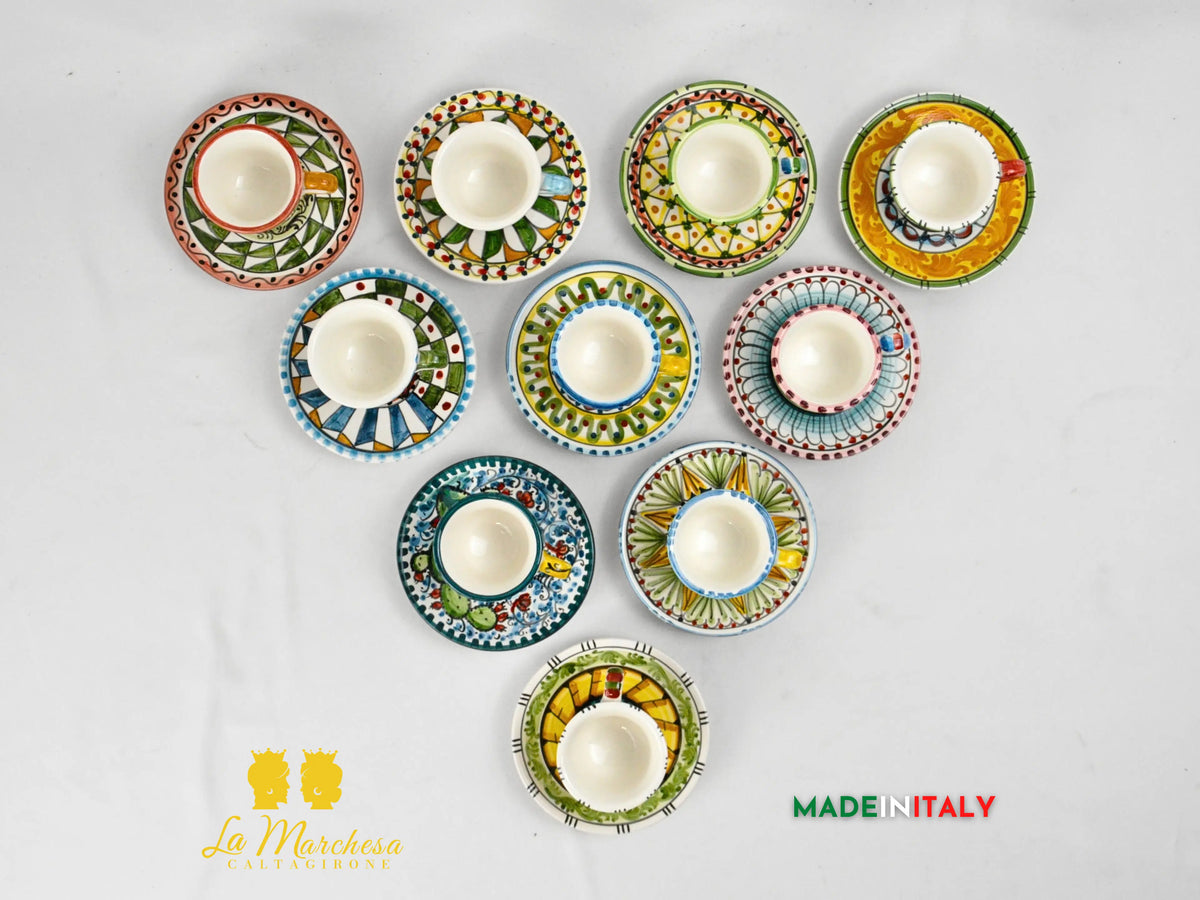 Tazzina Caffè in Ceramica di Caltagirone Carretto Siciliano