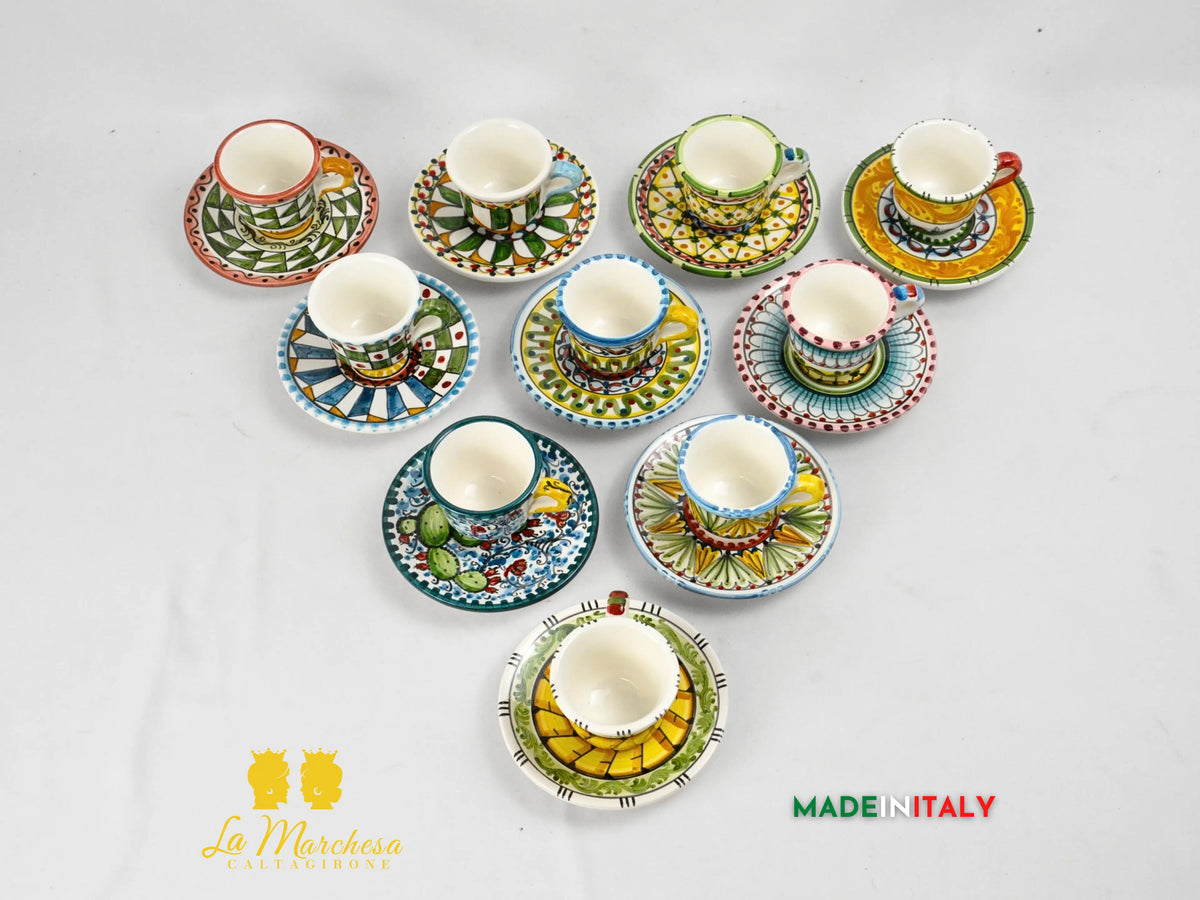 Tazzina Caffè in Ceramica di Caltagirone Carretto Siciliano