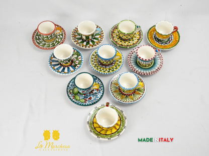 Tazzina Caffè in Ceramica di Caltagirone Carretto Siciliano