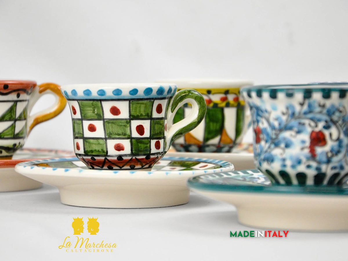 Tazzina Caffè in Ceramica di Caltagirone Carretto Siciliano