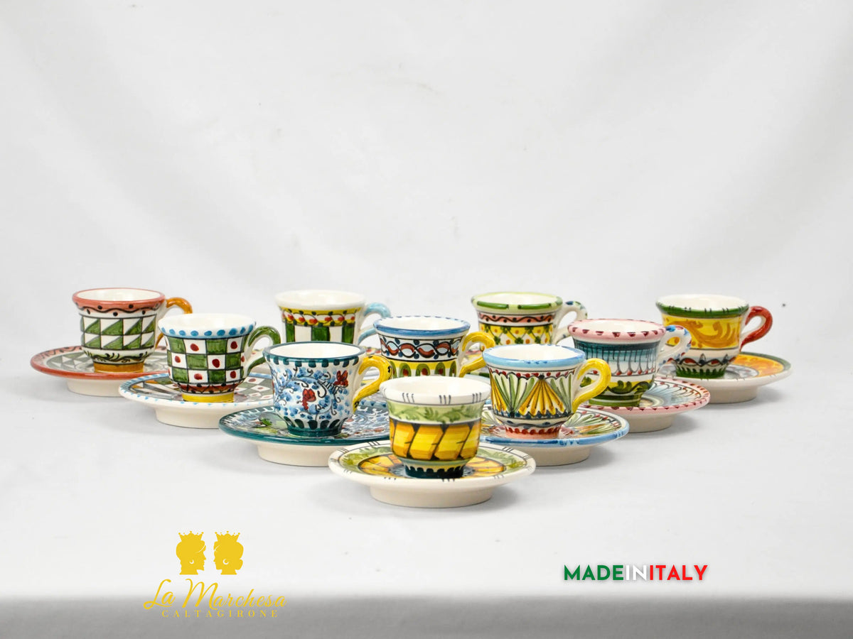 Tazzina Caffè in Ceramica di Caltagirone Carretto Siciliano