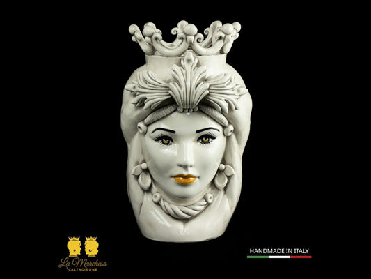 Outlet – Testa di Moro in Ceramica di Caltagirone donna fumè 37cm