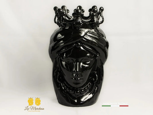 OUTLET - Testa di Moro Donna Ceramica di Caltagirone nera 32cm