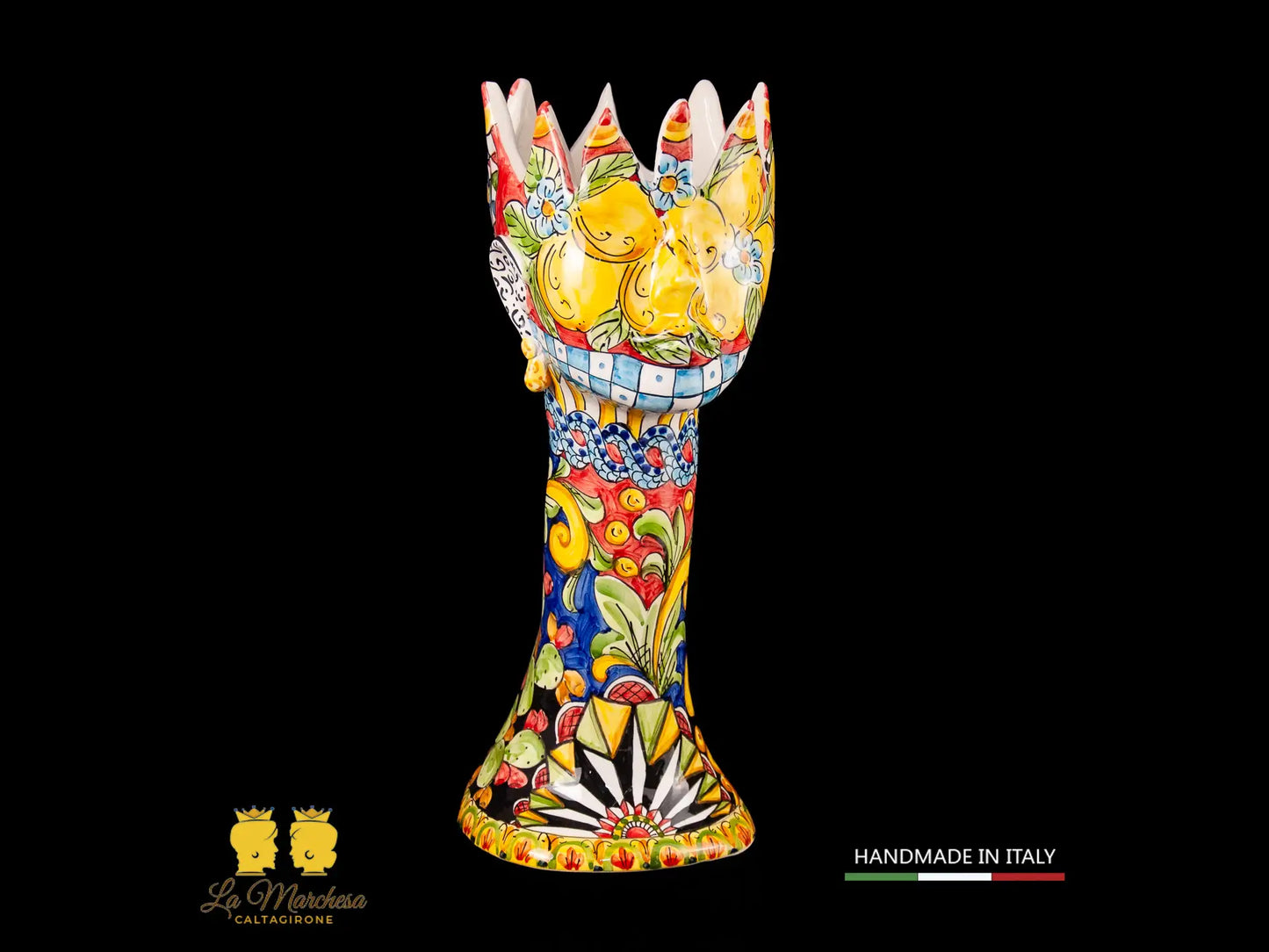 OUTLET - Testa di Moro in Ceramica di Caltagirone design carretto limoni 42cm
