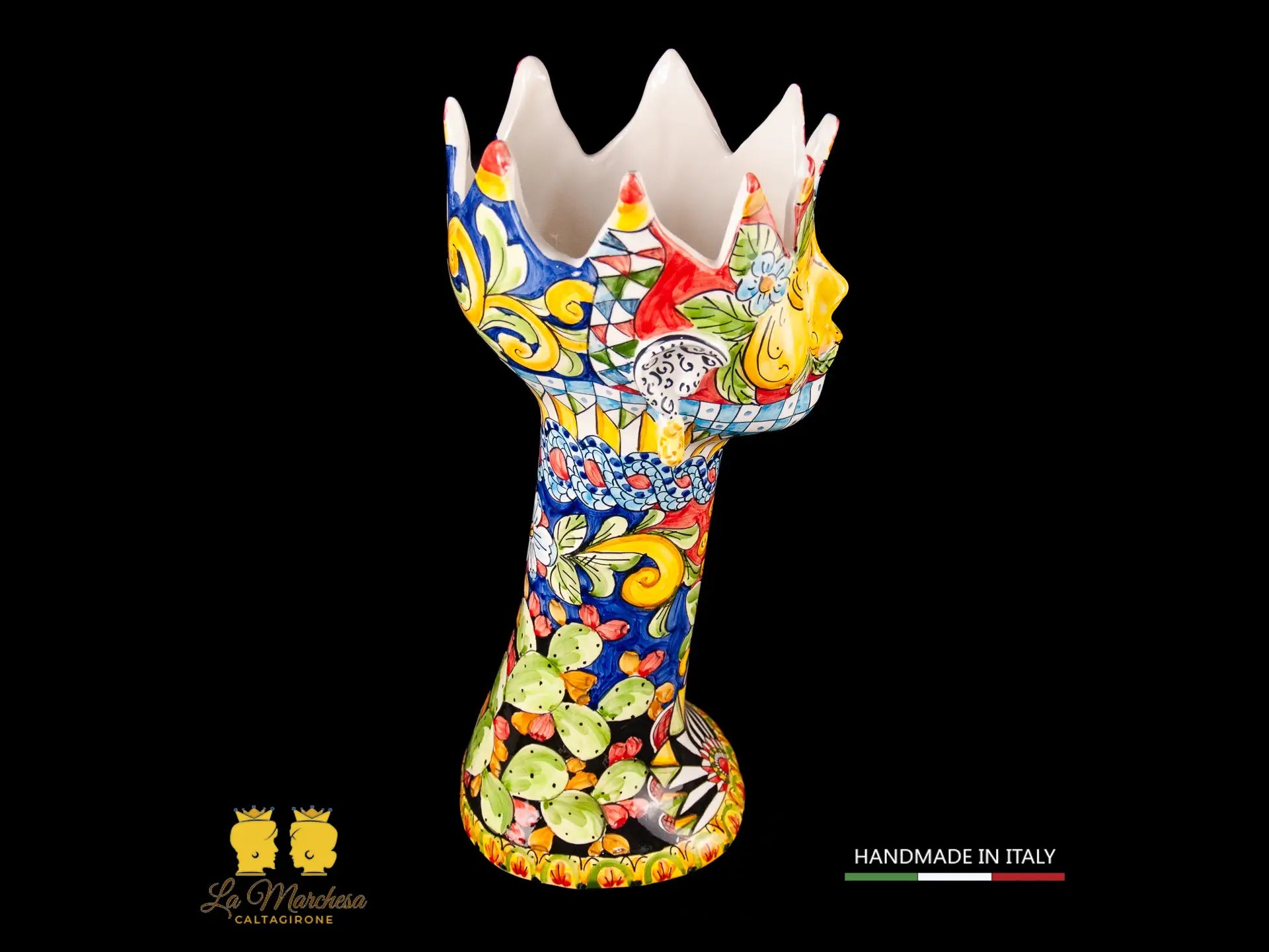 OUTLET - Testa di Moro in Ceramica di Caltagirone design carretto limomi 42cm