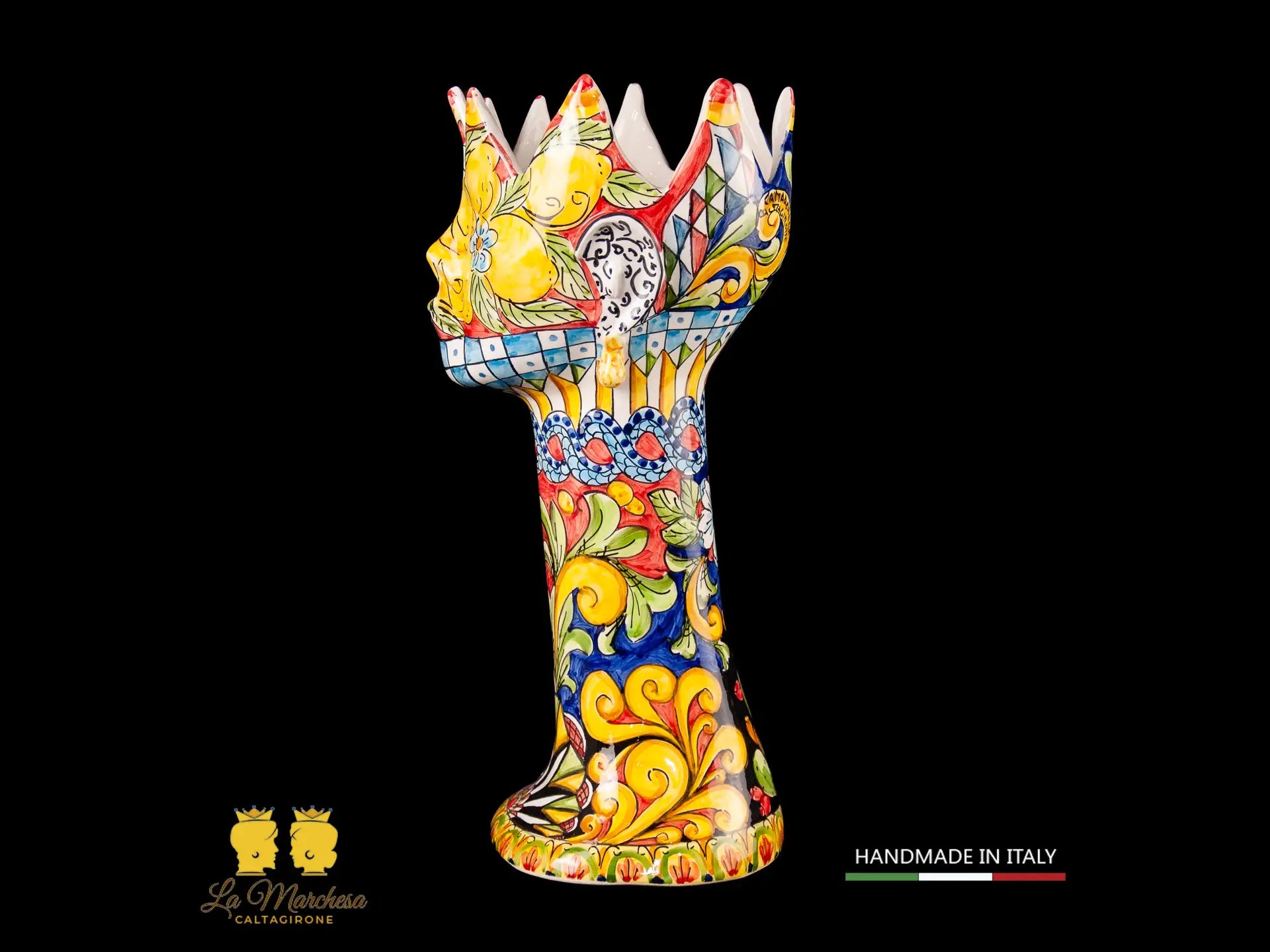 OUTLET - Testa di Moro in Ceramica di Caltagirone design carretto limomi 42cm