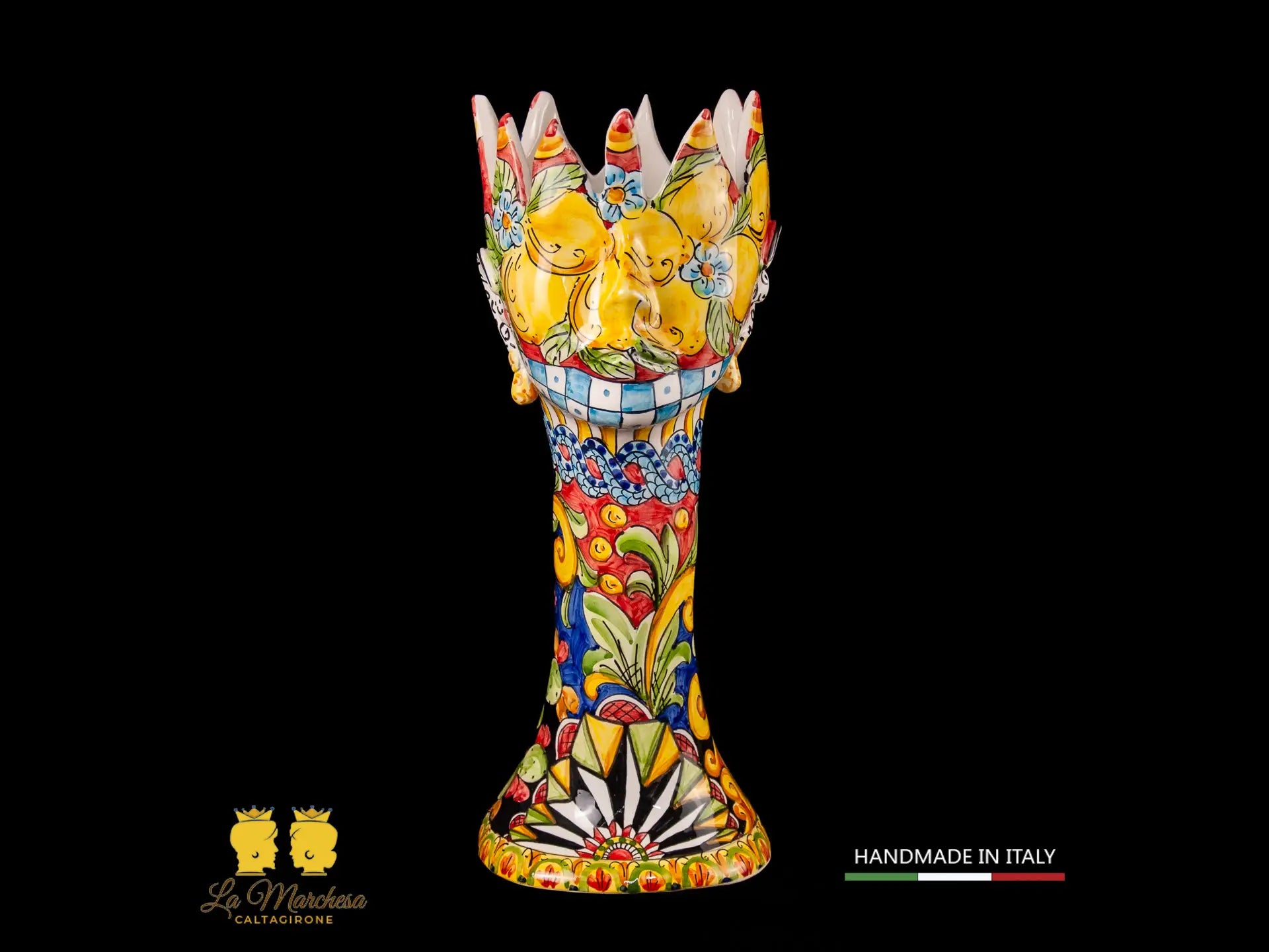OUTLET - Testa di Moro in Ceramica di Caltagirone design carretto limomi 42cm