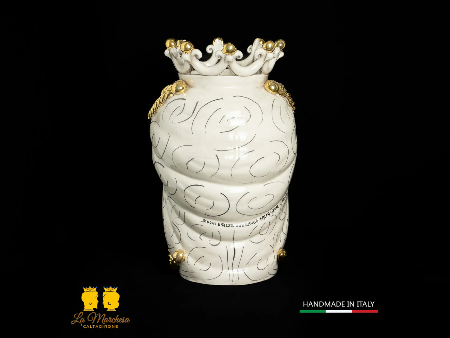 OUTLET - Testa di Moro in Ceramica di Caltagirone fumè Oro 37cm