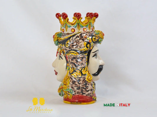 Testa di Moro Giano doppia Faccia in Ceramica di Caltagirone cm29