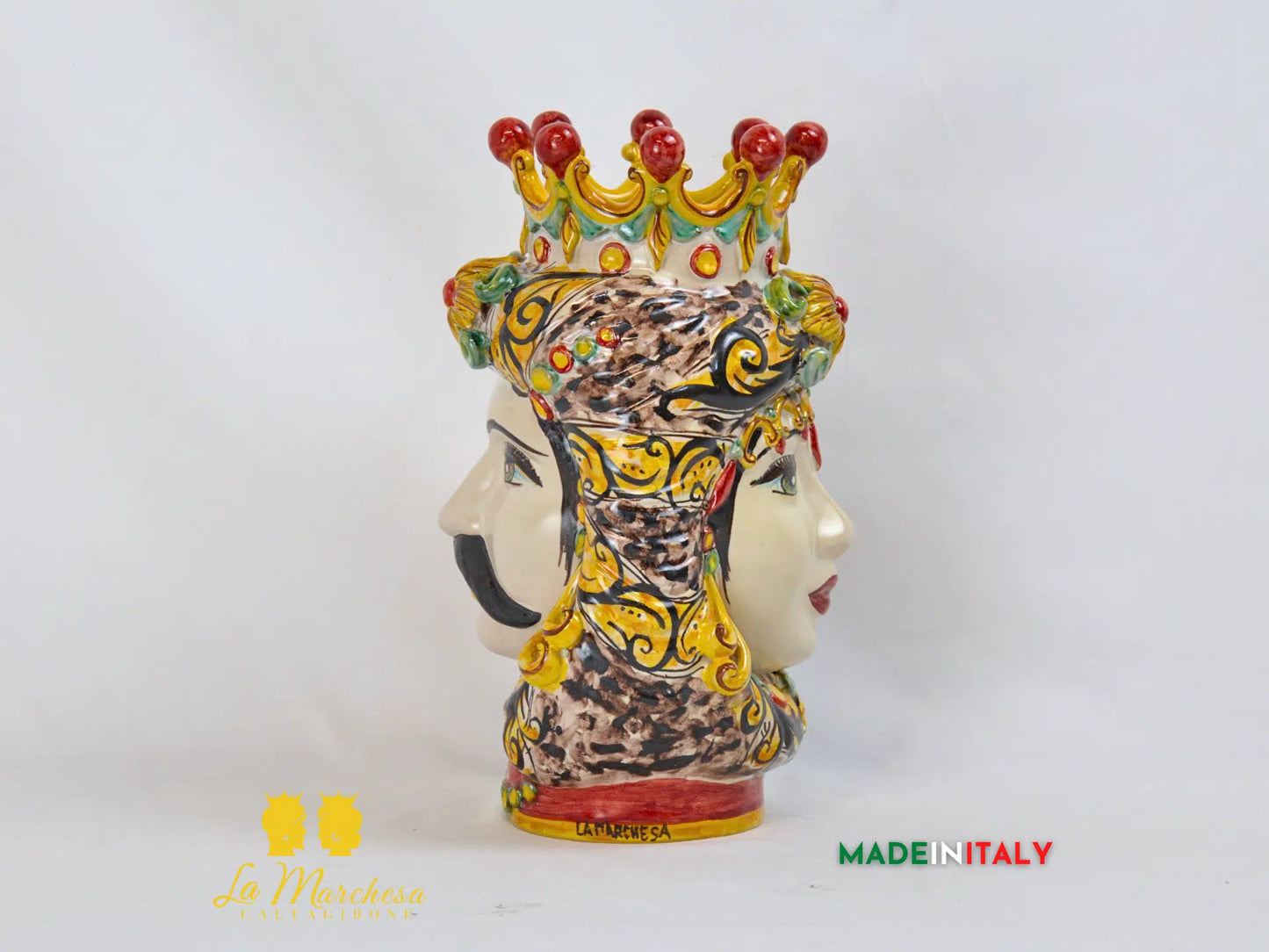 Testa di Moro Giano doppia Faccia in Ceramica di Caltagirone cm29