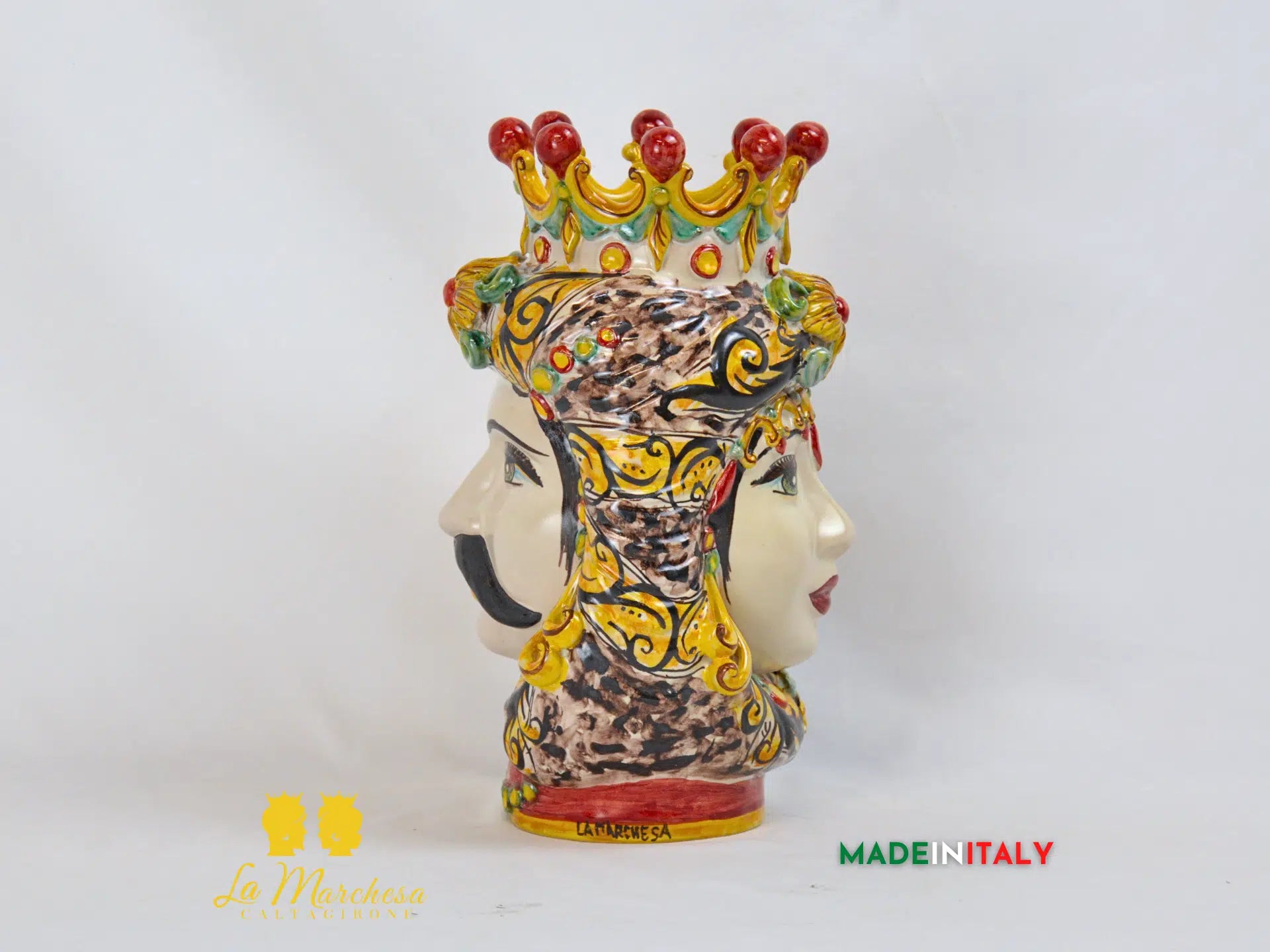 Testa di Moro Giano doppia Faccia in Ceramica di Caltagirone cm29