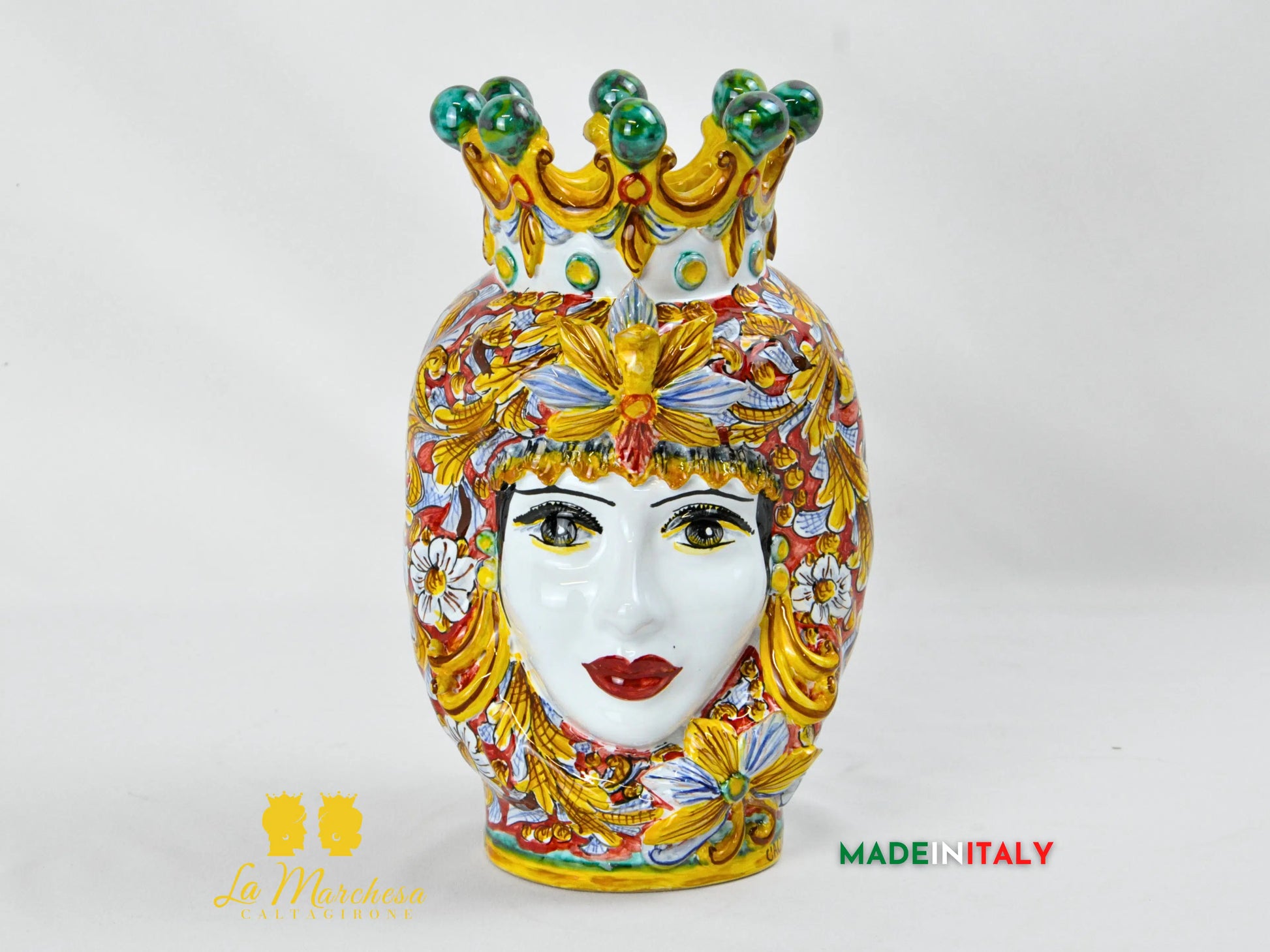 Testa di Moro Giano Doppia Faccia in Ceramica di Caltagirone Deluxe - Varie Misure