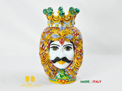 Testa di Moro Giano Doppia Faccia in Ceramica di Caltagirone Deluxe - Varie Misure