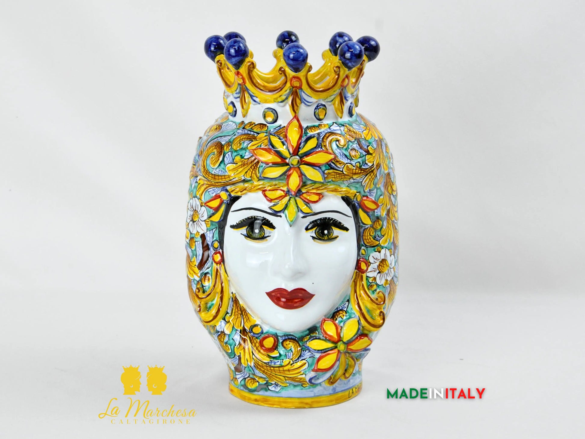 Testa di Moro Giano Doppia Faccia in Ceramica di Caltagirone Deluxe - Varie Misure