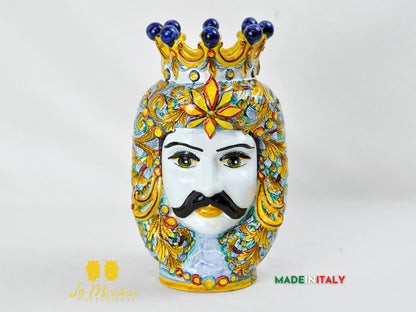 Testa di Moro Giano Doppia Faccia in Ceramica di Caltagirone Deluxe - Varie Misure