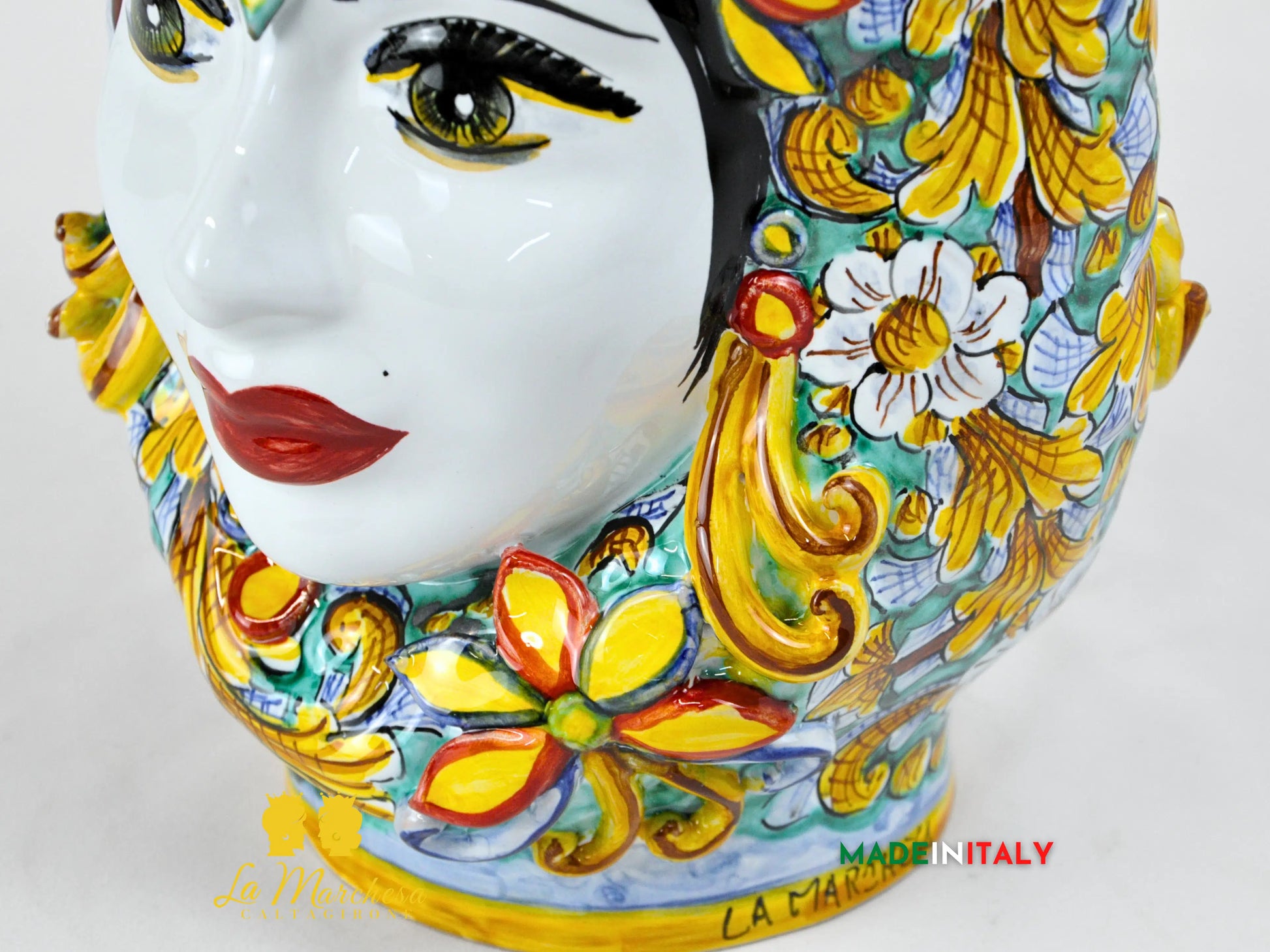 Testa di Moro Giano Doppia Faccia in Ceramica di Caltagirone Deluxe - Varie Misure
