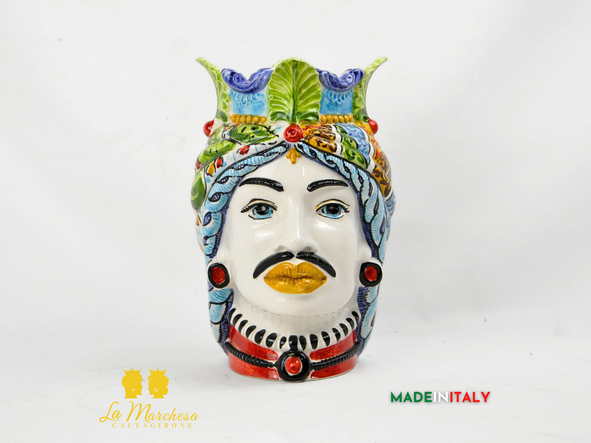 Testa di Moro in Ceramica di Caltagirone Afro Carretto Siciliano 26cm