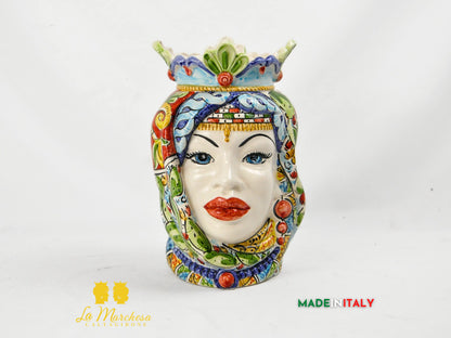 Testa di Moro in Ceramica di Caltagirone Afro Carretto Siciliano 26cm