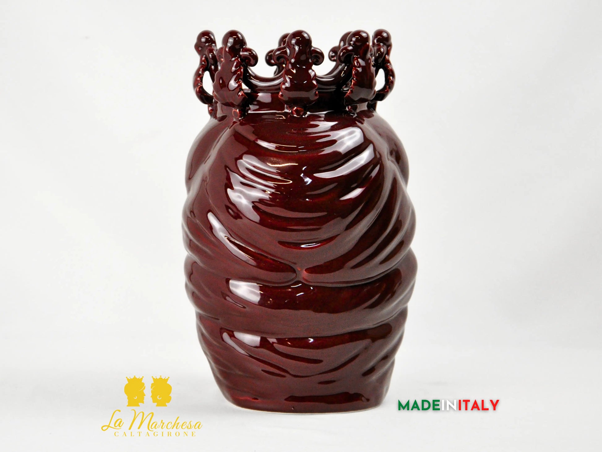 Testa di Moro in Ceramica di Caltagirone Bordeaux 28cm