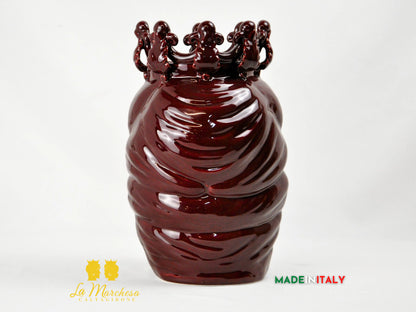 Testa di Moro in Ceramica di Caltagirone Bordeaux 28cm