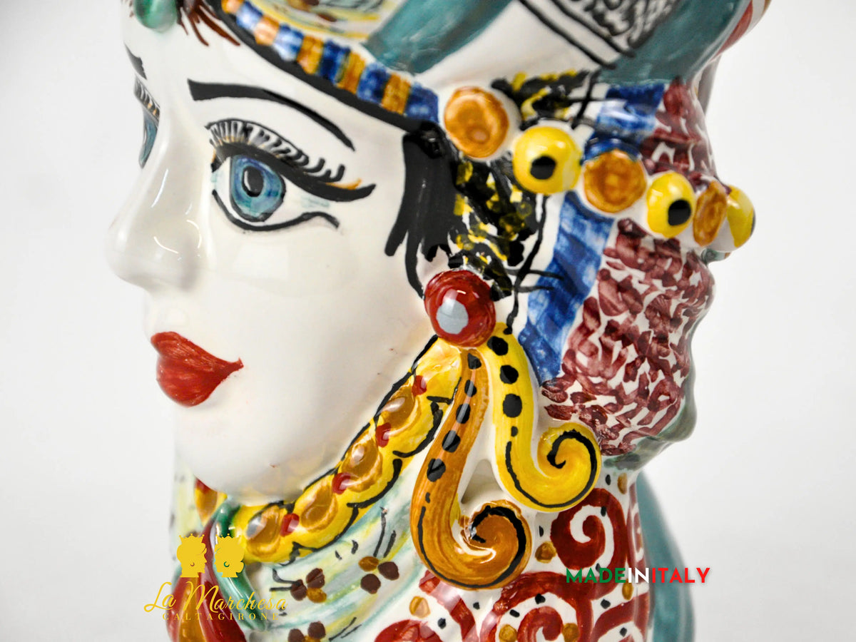 Testa di Moro in Ceramica di Caltagirone DeLuxe 20 cm – Uomo o Donna 5