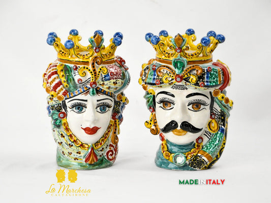 Testa di Moro in Ceramica di Caltagirone DeLuxe 20 cm – Uomo o Donna