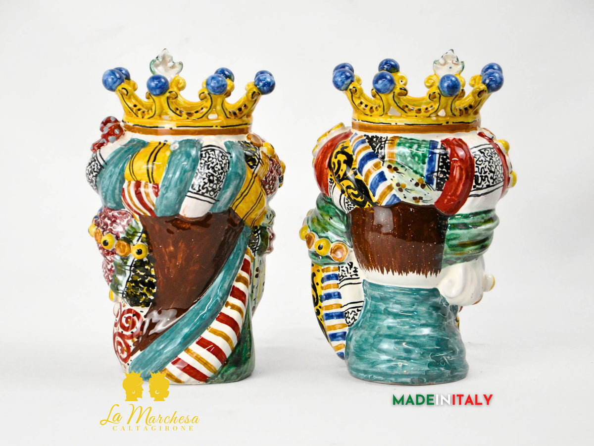 Testa di Moro in Ceramica di Caltagirone DeLuxe 20 cm – Uomo o Donna 