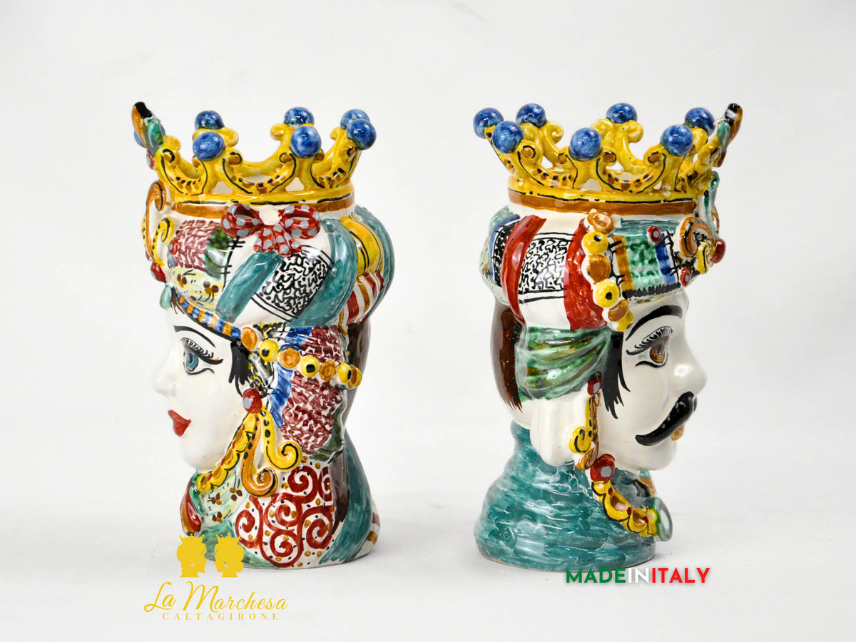 Testa di Moro in Ceramica di Caltagirone DeLuxe 20 cm – Uomo o Donna