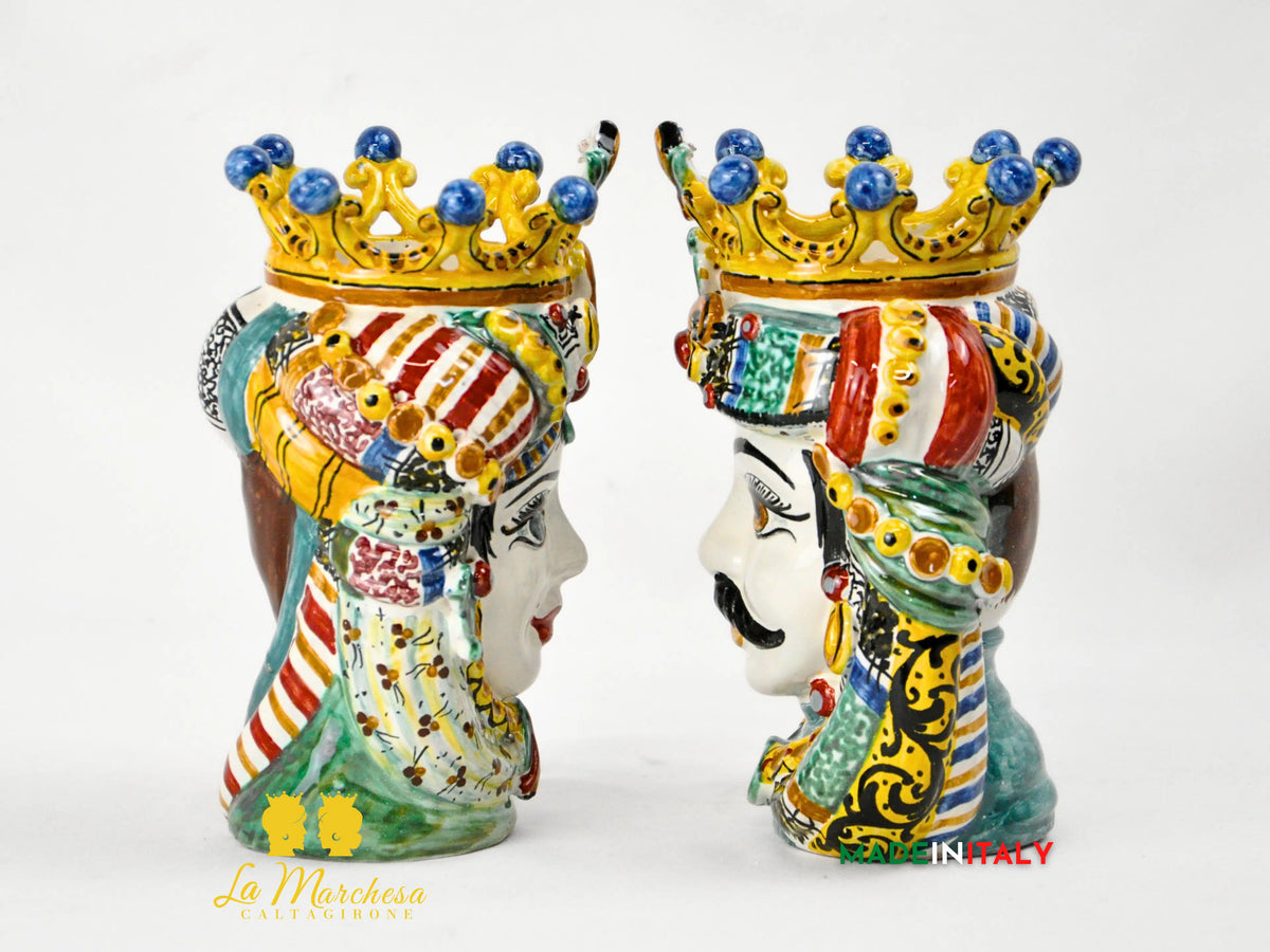 Testa di Moro in Ceramica di Caltagirone DeLuxe 20 cm – Uomo o Donna
