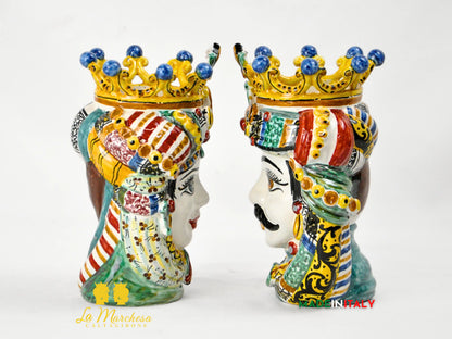 Testa di Moro in Ceramica di Caltagirone DeLuxe 20 cm – Uomo o Donna