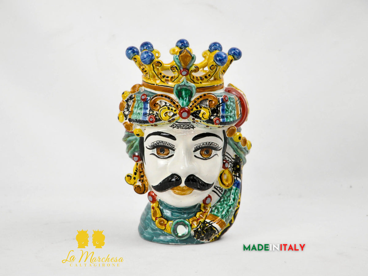 Testa di Moro in Ceramica di Caltagirone DeLuxe 20 cm – Uomo o Donna