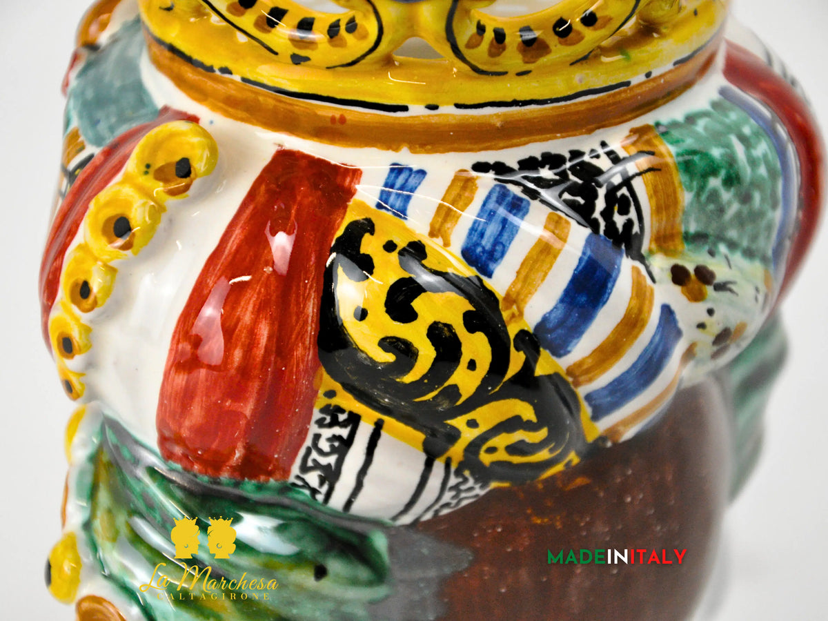 Testa di Moro in Ceramica di Caltagirone DeLuxe 20 cm – Uomo o Donna