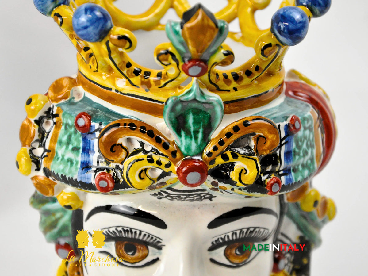 Testa di Moro in Ceramica di Caltagirone DeLuxe 20 cm – Uomo o Donna