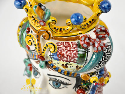Testa di Moro in Ceramica di Caltagirone DeLuxe 20 cm – Uomo o Donna