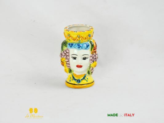 Testa di Moro in Ceramica di Caltagirone Frutta corona piatta 11cm