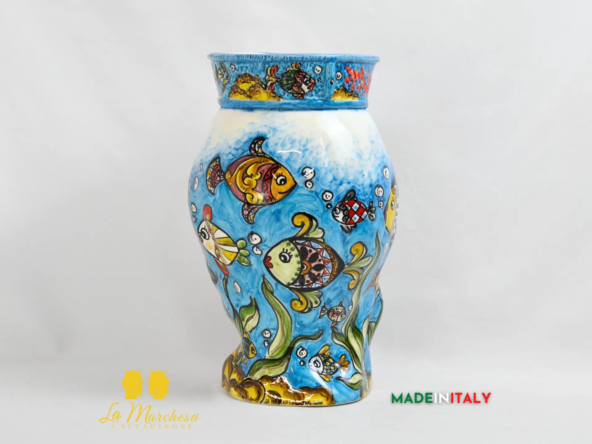 OUTLET Testa di Moro Uomo Pesci in Ceramica di Caltagirone 36cm