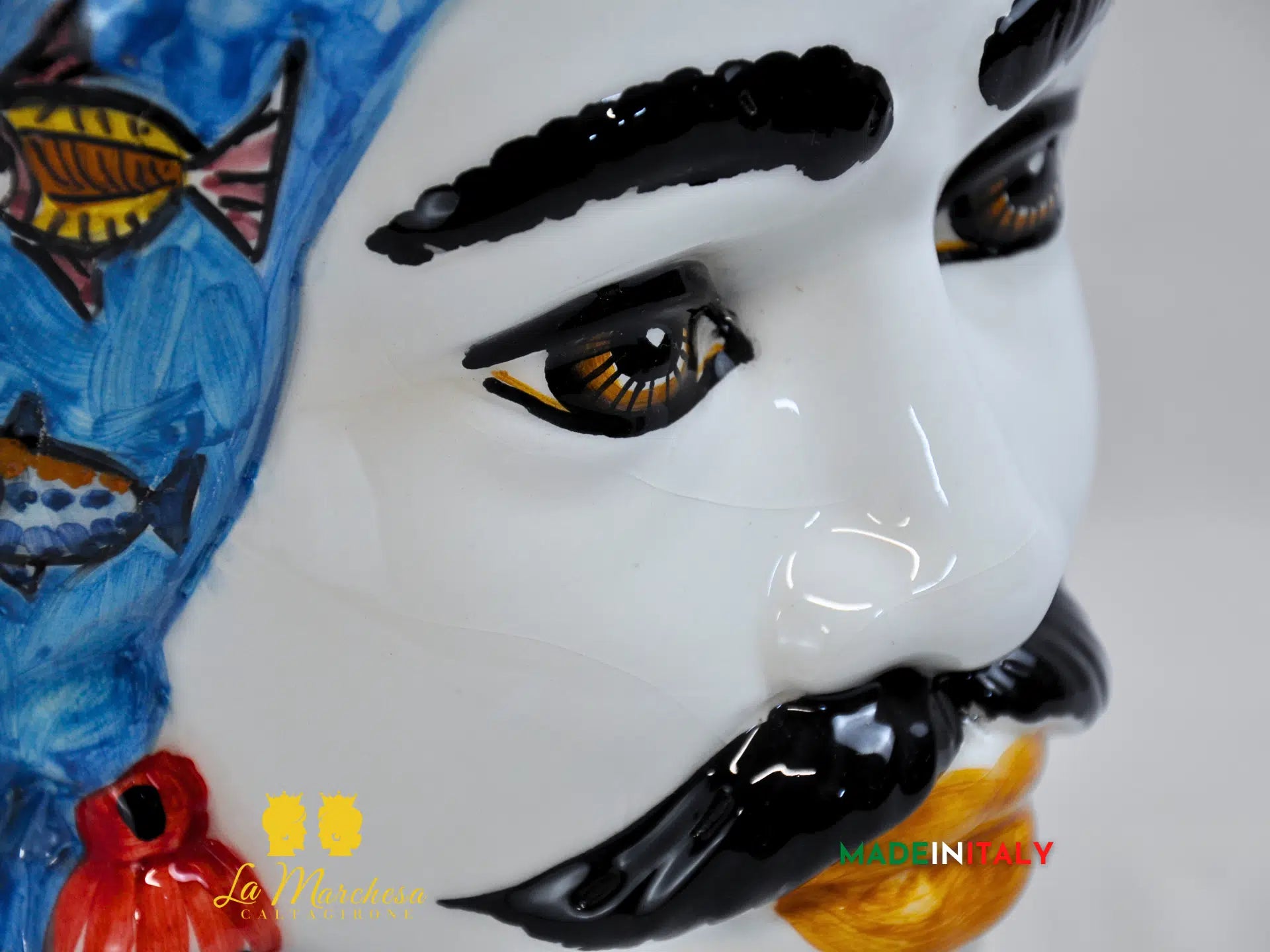 OUTLET Testa di Moro Uomo Pesci in Ceramica di Caltagirone 36cm