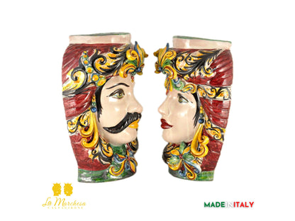Coppia di Teste di Moro in Ceramica di Caltagirone da parete - Vari Modelli