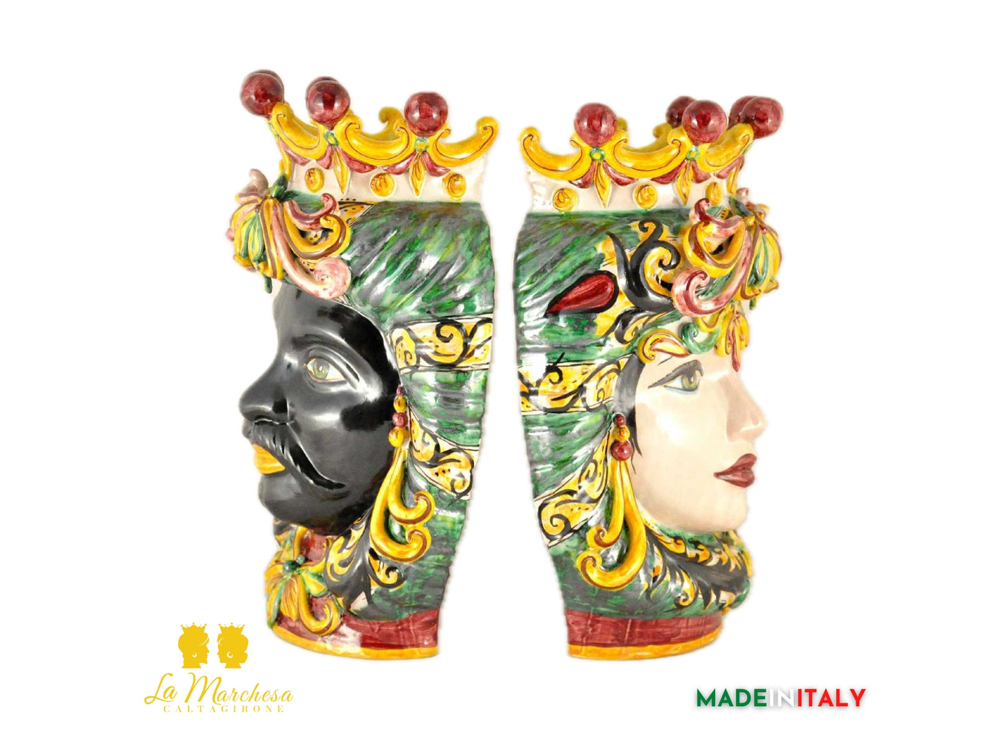 Coppia di Teste di Moro in Ceramica di Caltagirone da parete - Vari Modelli