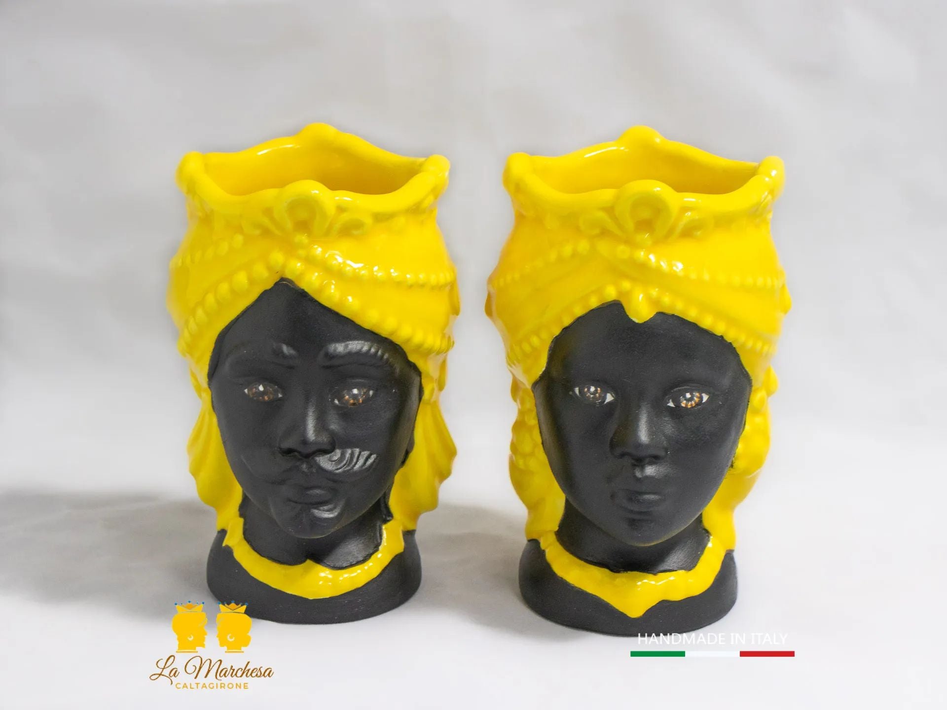 Teste di Moro Satinato in Ceramica di Caltagirone 15cm - Colori Assortiti