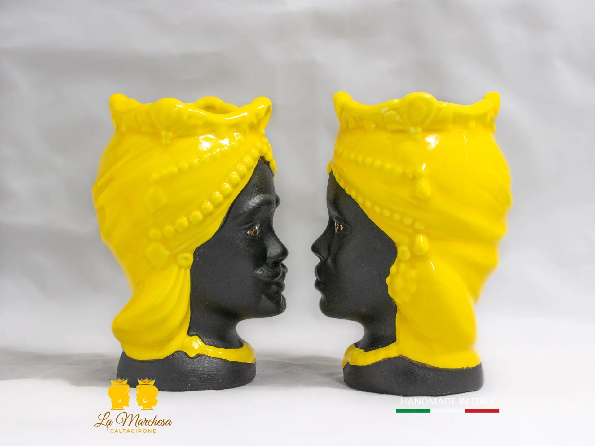 Teste di Moro Satinato in Ceramica di Caltagirone 15cm - Colori Assortiti