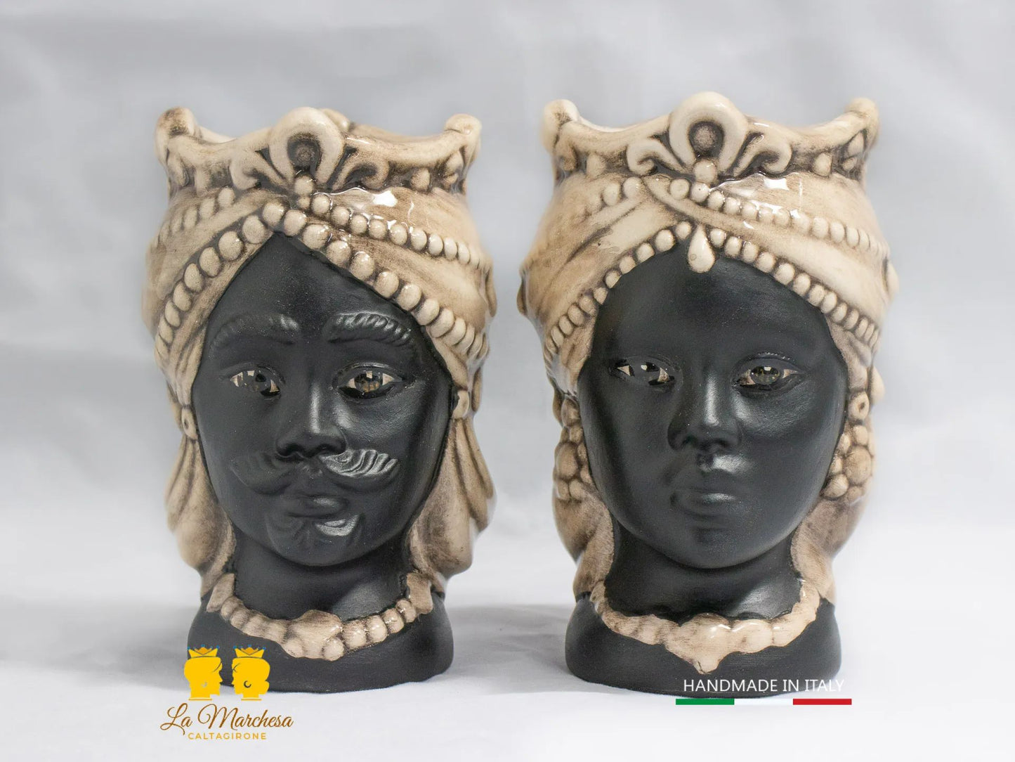 Teste di Moro Satinato in Ceramica di Caltagirone 15cm - Colori Assortiti