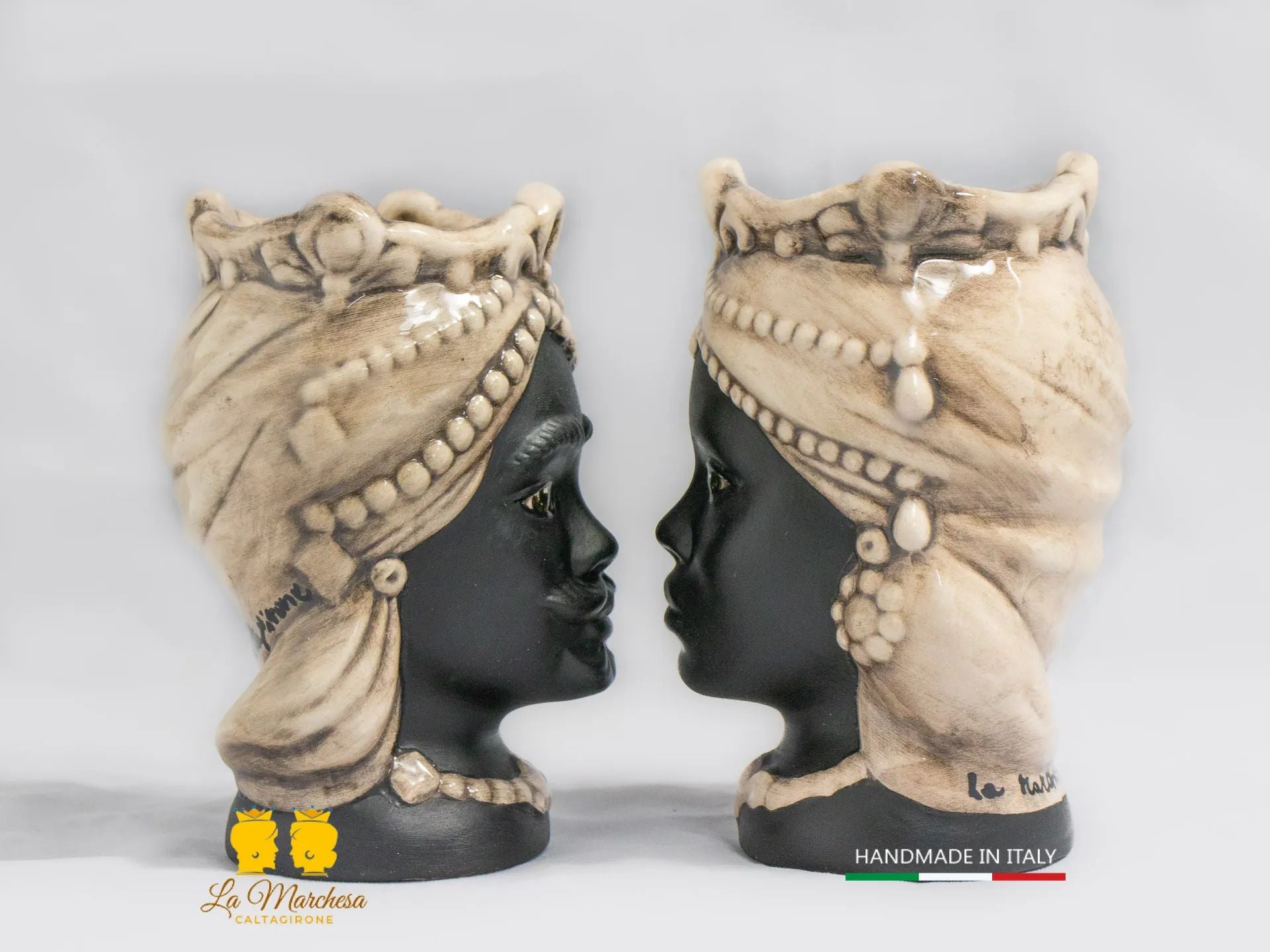 Teste di Moro Satinato in Ceramica di Caltagirone 15cm - Colori Assortiti