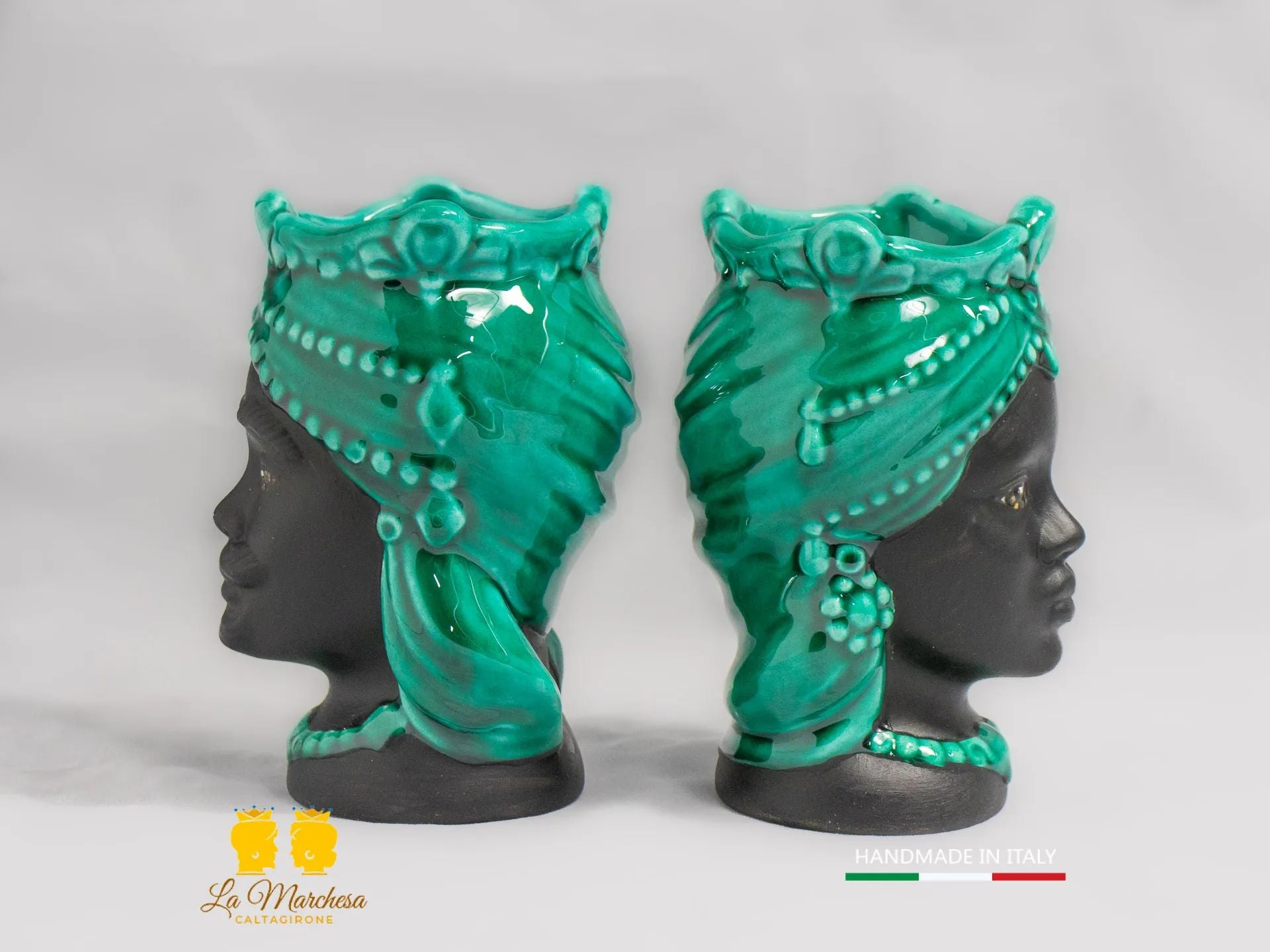Teste di Moro Satinato in Ceramica di Caltagirone 15cm - Colori Assortiti