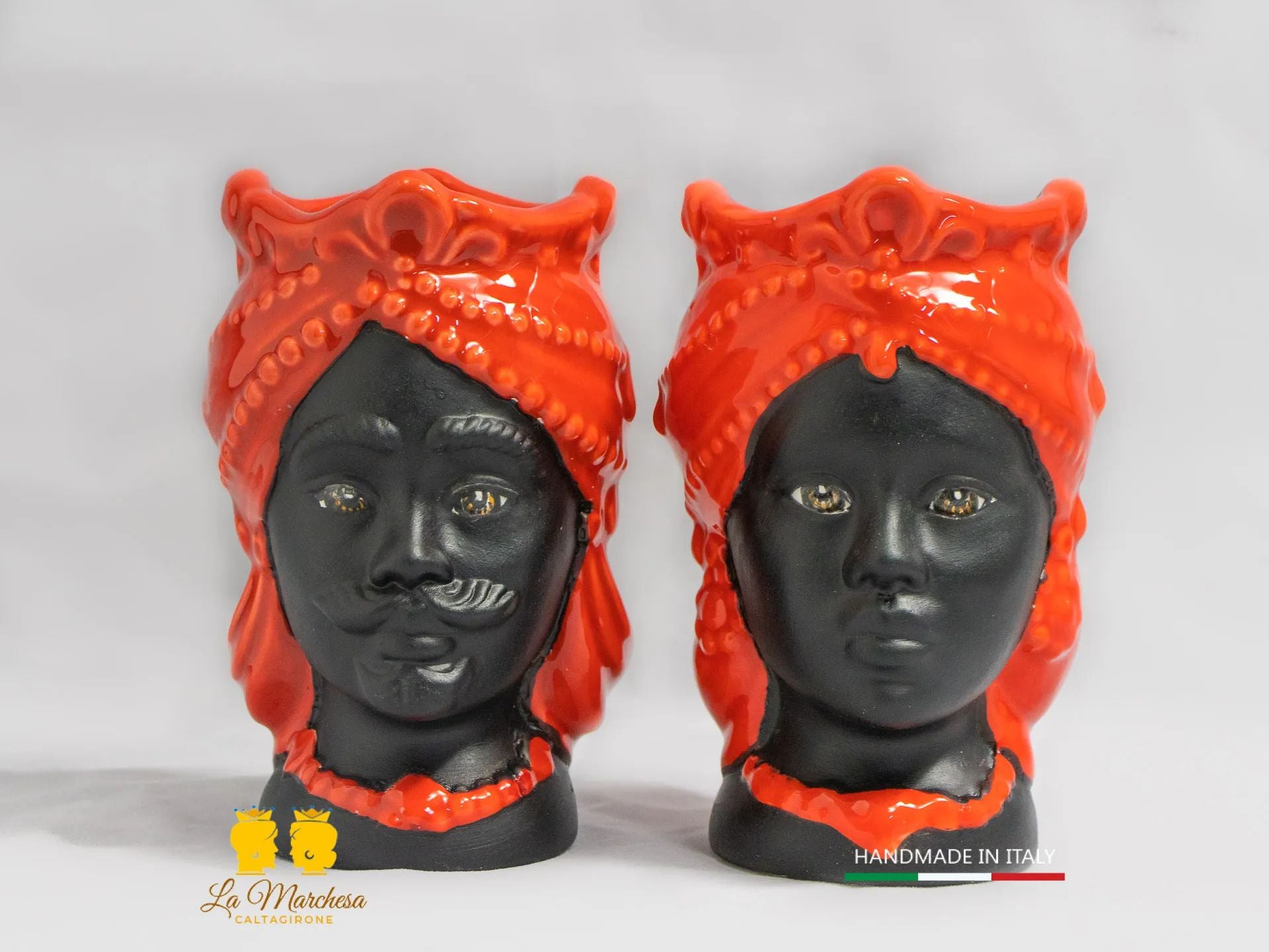 Teste di Moro Satinato in Ceramica di Caltagirone 15cm - Colori Assortiti