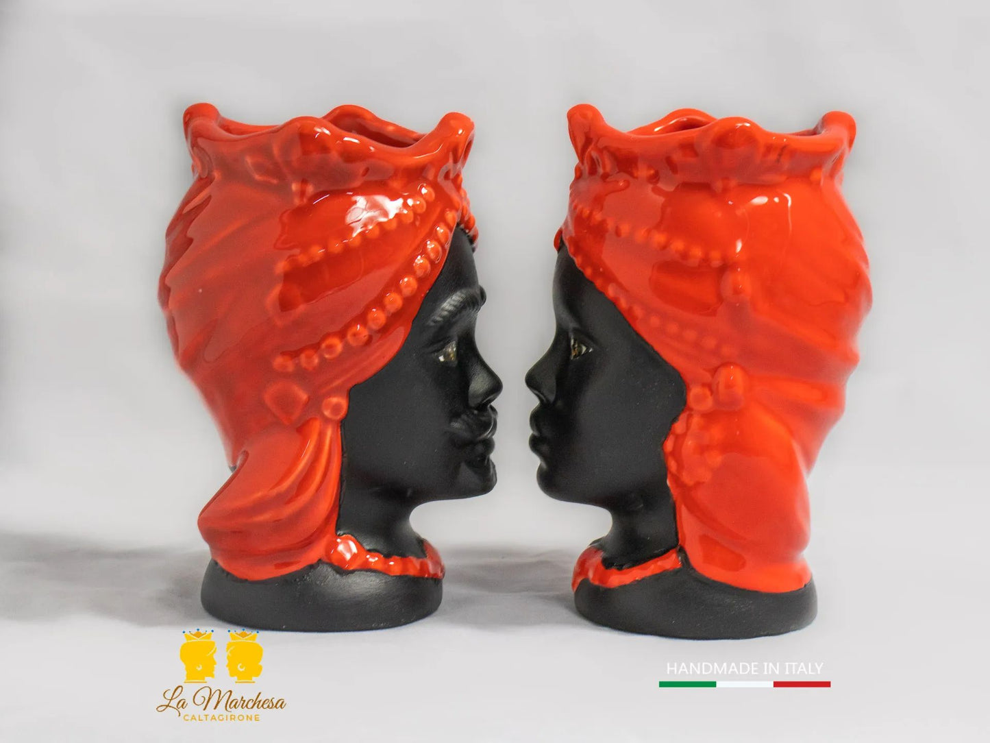 Teste di Moro Satinato in Ceramica di Caltagirone 15cm - Colori Assortiti